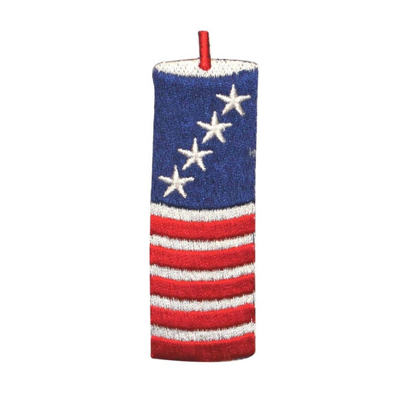 ID 1020 Patriotic Firecracker Patch 4th of July Embroidered Iron On Applique