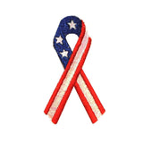 ID 1032 America USA Ribbon Patch Flag Patriotic Embroidered Iron On Applique
