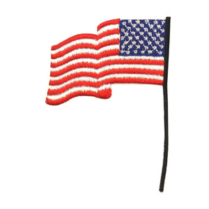ID 1045 America Waving Flag Pole Patch Patriotic Embroidered Iron On Applique
