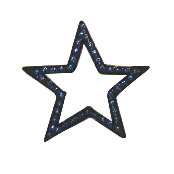 ID 1053A Blue Sparkle Star Patch Patriotic Shape Embroidered Iron On Applique