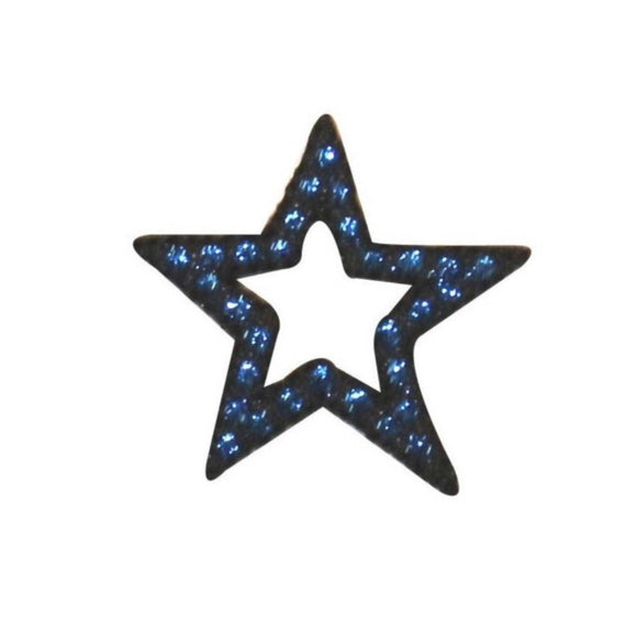 ID 1053B Blue Sparkle Star Patch Patriotic Shape Embroidered Iron On Applique