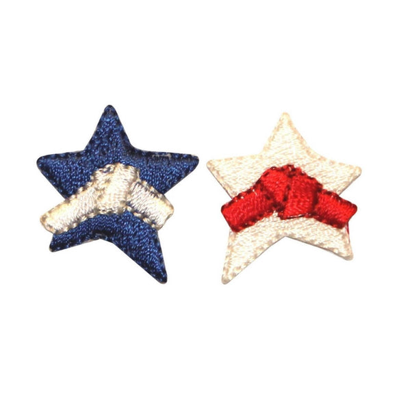 ID 1058AB Set of 2 Patriotic Star Patch Decoration Embroidered Iron On Applique