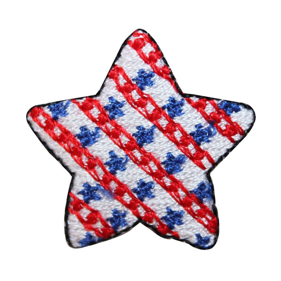 ID 1064B USA Star With Stripes Patch America Design Embroidered Iron On Applique