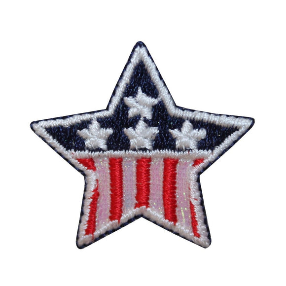 ID 1065A Patriotic Flag Star Patch America Shiny Embroidered Iron On Applique