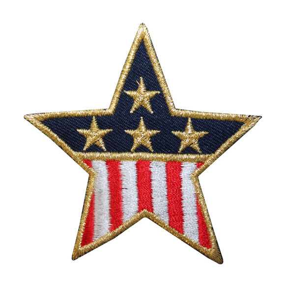 ID 1065C Patriotic Star Patch American Flag Banner Embroidered Iron On Applique