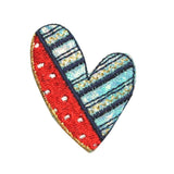 ID 1068 Patriotic Heart Patch American USA Shiny Embroidered Iron On Applique