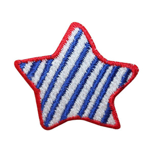 ID 1063B Lot of 2 American Star With Stripes Patch Patriotic Embroidered Iron On Applique