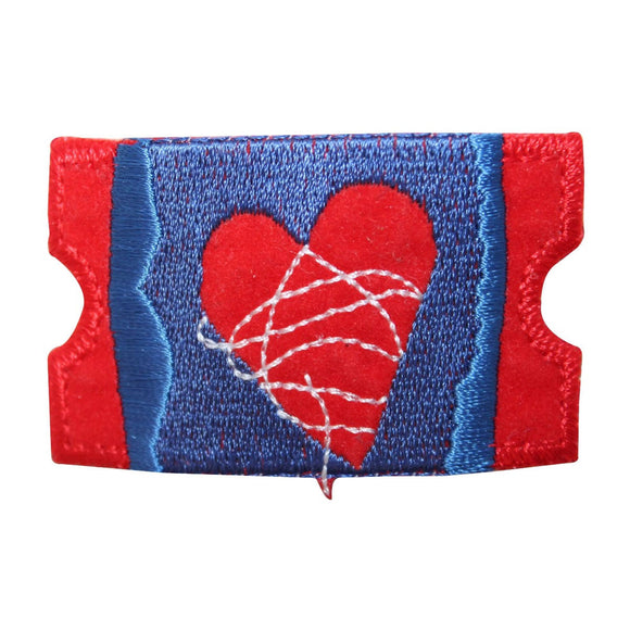 ID 1074B Heart String Ticket Patch Love America USA Embroidered Iron On Applique