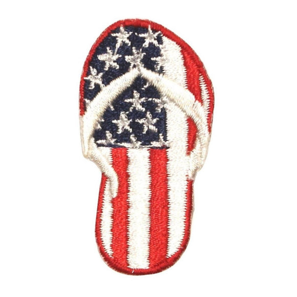 ID 1077B American Flag Flip Flop Patch Beach Sandal Embroidered Iron On Applique