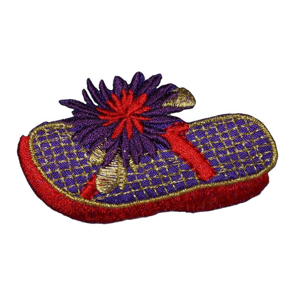 ID 1079 Fancy Flip Flop Patch Beach Flower Sandal Embroidered Iron On Applique