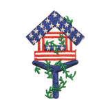 ID 1081Z Patriotic Bird Feeder Patch America Nest Embroidered Iron On Applique
