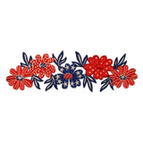 ID 1085Z American Flowers Band Patch Patriotic USA Embroidered Iron On Applique