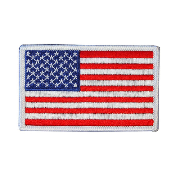American Flag White Border Patch Military Badge USA Embroidered Iron On Applique