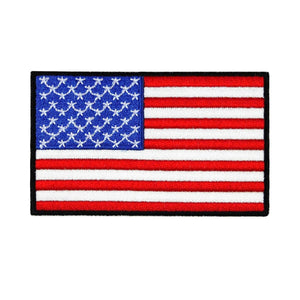 3 1/4 Inch American Flag Black Border Patch USA Stars & Stripes Iron On Applique