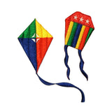ID 1098AB Set of 2 Rainbow Kite Patches Children Toy Embroidered Iron On Applique