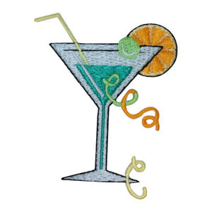 ID 1138Z Green Martini Patch Cocktail Mix Drink Embroidered Iron On Applique