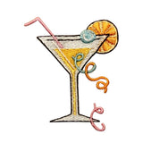ID 1138Y Yellow Martini Patch Cocktail Mix Drink Embroidered Iron On Applique