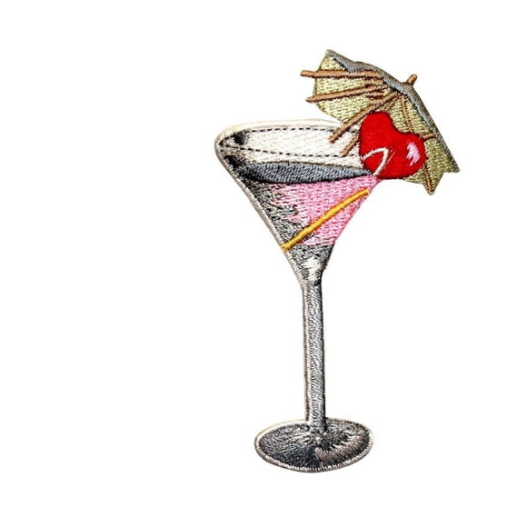 ID 1144B Martini With Umbrella Patch Cocktail Drink Embroidered Iron On Applique