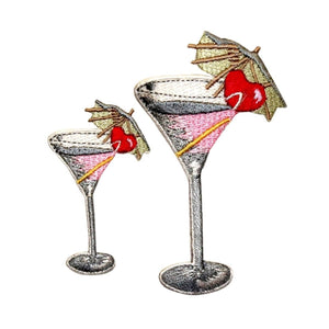 ID 1144AB Set of 2 Martini With Umbrella Patches Embroidered Iron On Applique