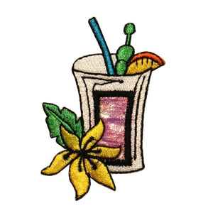 ID 1152 Fruity Cocktail Patch Vacation Mix Drink Embroidered Iron On Applique