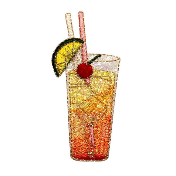 ID 1154Y Cocktail With Lime Patch Vacation Iced Tea Embroidered Iron On Applique