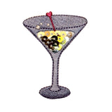 ID 1156Y Martini With Sequins Patch Cocktail Drink Embroidered Iron On Applique