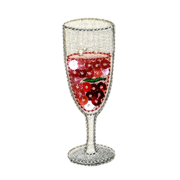 ID 1156Z Cocktail With Sequins Patch Flute Wine Embroidered Iron On Applique