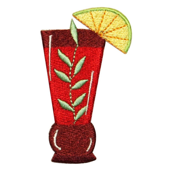 ID 1159 Cocktail In Tall Glass Patch Vacation Bar Embroidered Iron On Applique