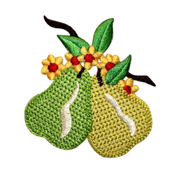ID 1166 Pears Flowering Patch Summer Fruit Tree Embroidered Iron On Applique