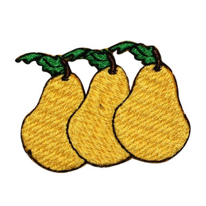 ID 1168 Trio of Pears Patch Summer Fruit Healthy Embroidered Iron On Applique