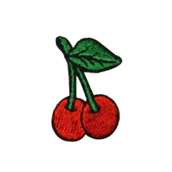 ID 1173C Cherries on Stem Patch Tattoo Fruit Cherry Embroidered Iron On Applique