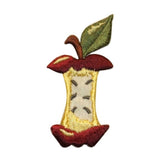 ID 1189B Apple Core Patch Summer Lunch Snack Food Embroidered Iron On Applique
