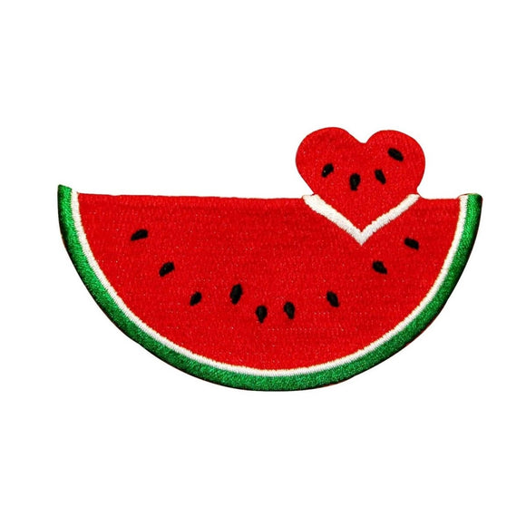 ID 1196 Watermelon Heart Patch Summer Sweet Fruit Embroidered Iron On Applique