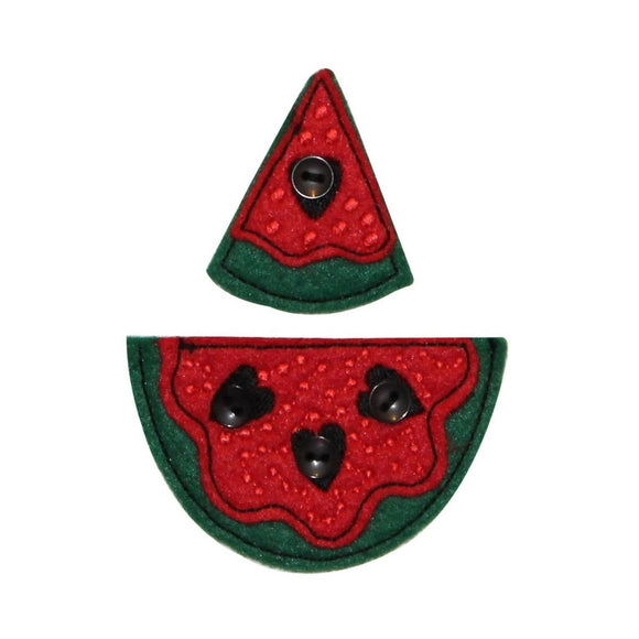 ID 1201AB Set of 2 Watermelon Slice Patches Fruit  Embroidered Iron On Applique