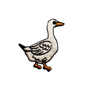 ID 0501 White Goose Standing Patch Wild Life Duck Embroidered Iron On Applique