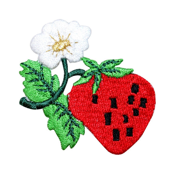ID 1207U Strawberry With Flower Patch Fruit Pie Embroidered Iron On Applique