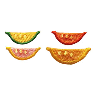 ID 1209A-D Set of 4 Fruit Slice Patch Picnic Snack Embroidered Iron On Applique