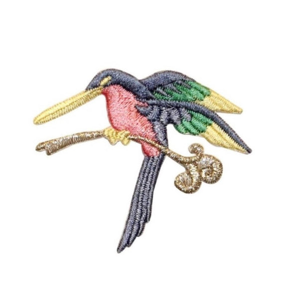 ID 0518B Tropical Bird On Branch Patch Ocean Gull Embroidered Iron On Applique