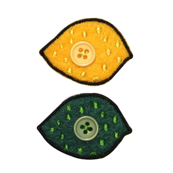 ID 1212AB Set of 2 Felt Lemon and Lime Patches Embroidered Iron On Applique