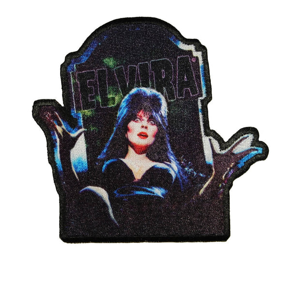 Elvira Dug Up Patch Grave Horror Hostess Mistress of the Dark Iron On Applique