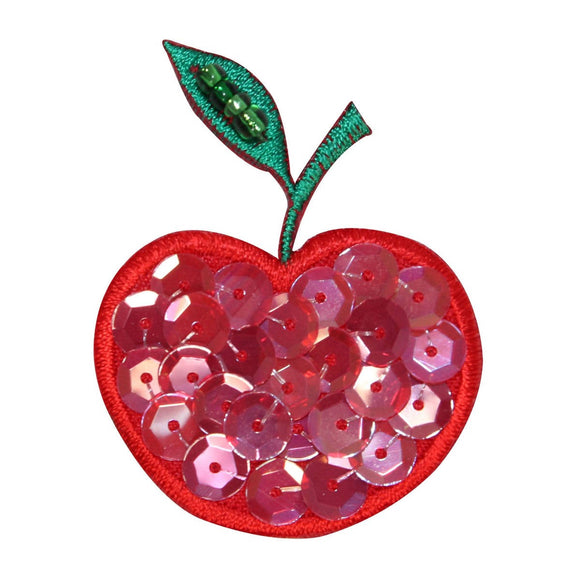 ID 1221D Cherry With Sequins Patch Fruit Food Sweet Embroidered Iron On Applique
