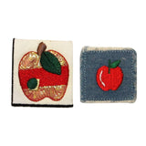 ID 1229AB Set of 2 Apple Craft Patches Tree Fruit Embroidered Iron On Applique