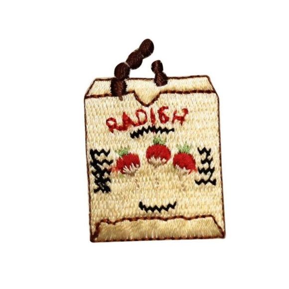 ID 1234A Radish Seed Bag Patch Farming Sack Picking Embroidered Iron On Applique