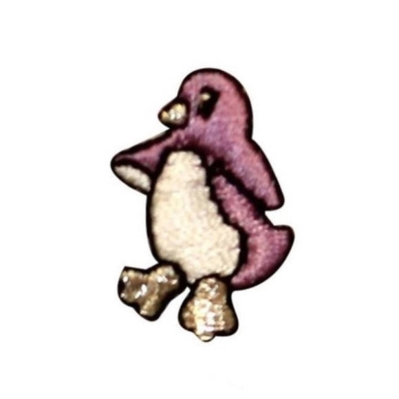 ID 0508B Purple Tiny Penguin Jumping Patch Cute Embroidered Iron On Applique
