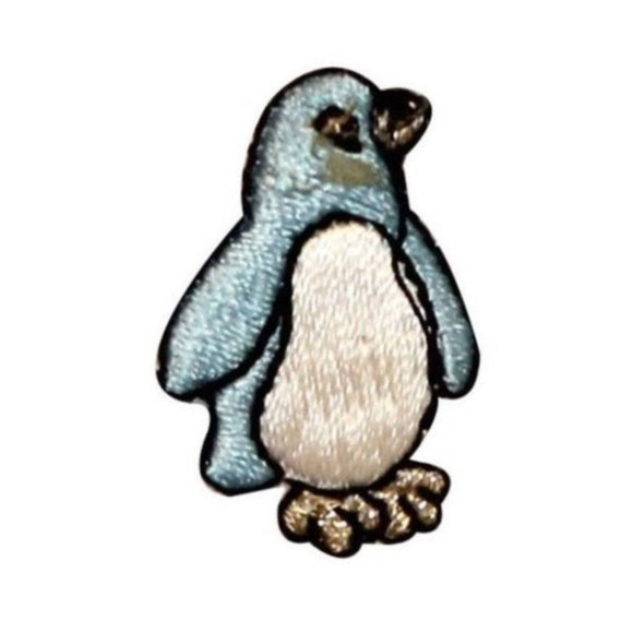 ID 0510A Blue Tiny Penguin Standing Patch Cute Embroidered Iron On Applique