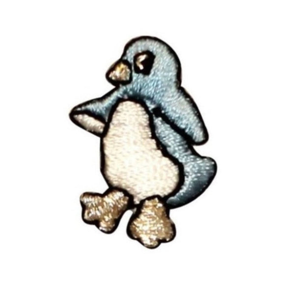 ID 0510B Blue Tiny Penguin Jumping Patch Cute Embroidered Iron On Applique