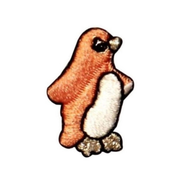 ID 0512D Orange Tiny Penguin Walking Patch Cute Embroidered Iron On Applique
