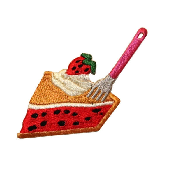 ID 1288Z Slice of Strawberry Pie Patch Dessert Embroidered Iron On Applique