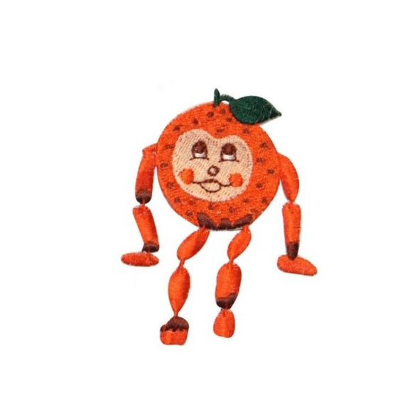 ID 1290F Happy Orange Character Patch Cartoon Fruit Embroidered Iron On Applique