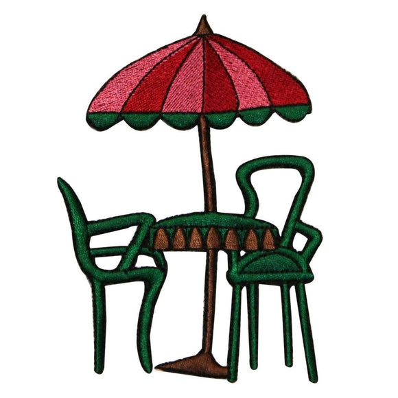 ID 1293Z Patio Table With Umbrella Patch Cafe Dine Embroidered Iron On Applique